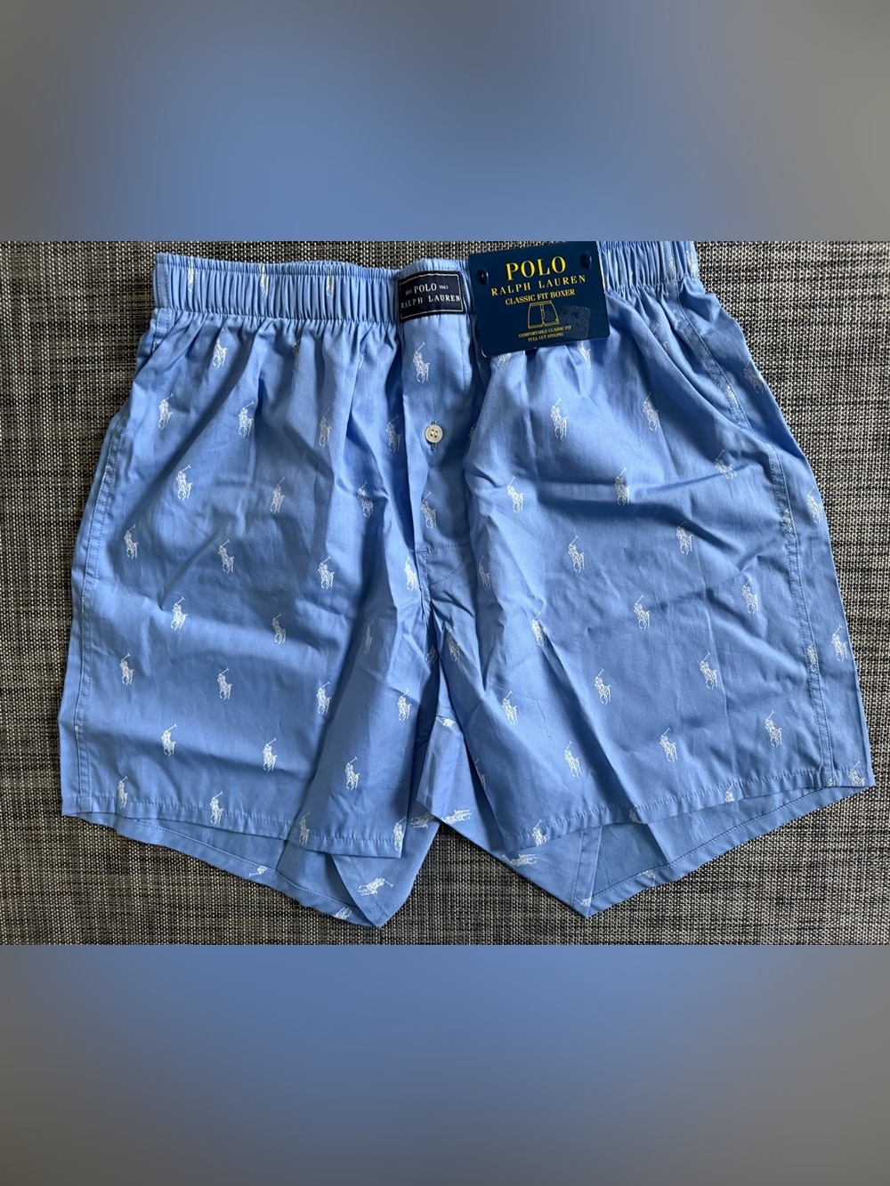 Ralph Lauren Light Blue Boxer Shorts with White Pony Motif